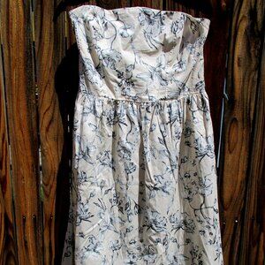 NEW H&M Bandeau Cotton Floral Midi Dress Strapless Size L NWT